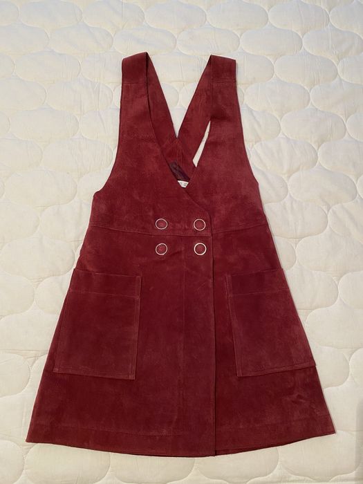 Замшевий сарафан бордового кольору
