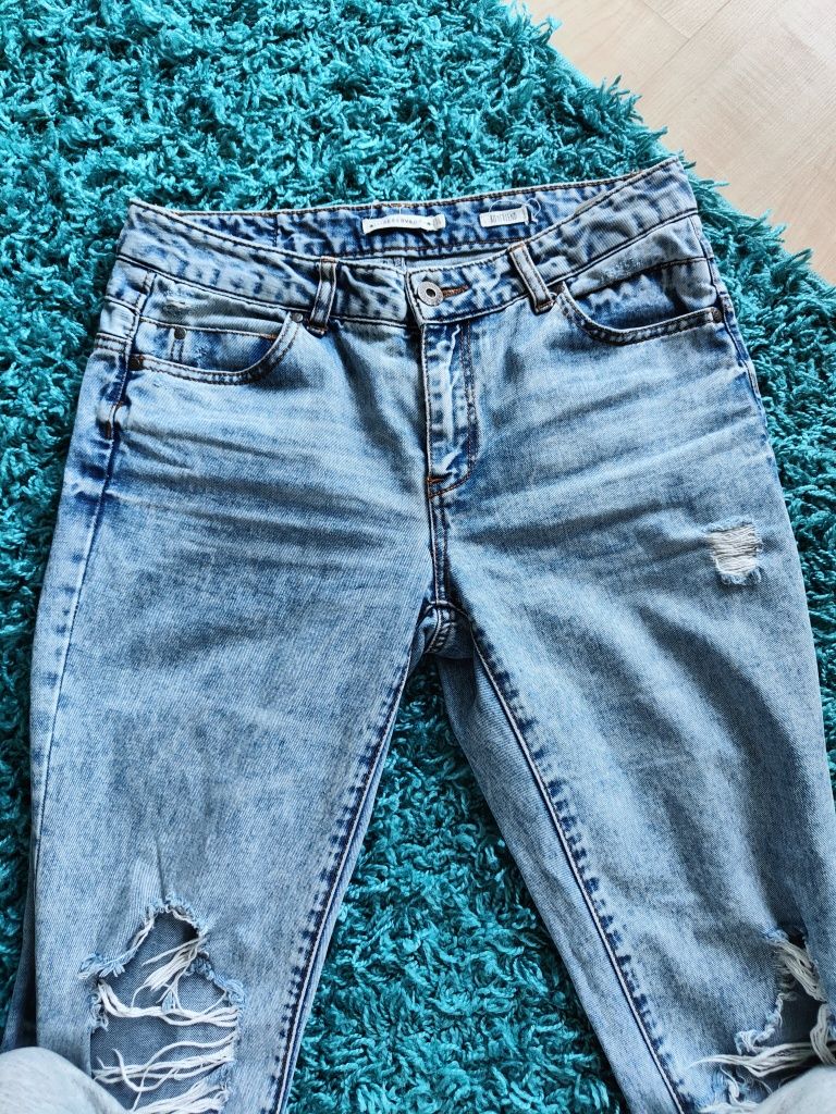 Jasne spodnie boyfriend spodnie z dziurami jasny jeans dżinsowe spodni