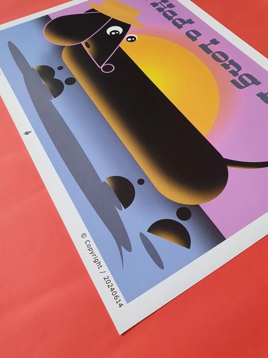 Plakat autorski A3 297x420mm Jamnik Pies Grafika na ścianę