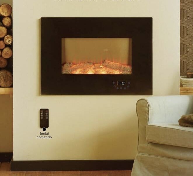 Lareira de parede elétrica
