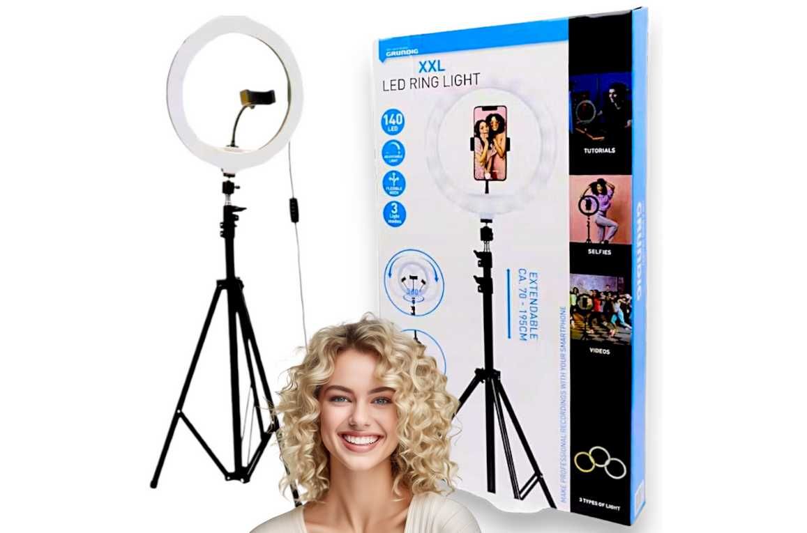 GIGA Lampa Pierścieniowa XXL 120 Diod LED Selfie Fotografia Bluetooth