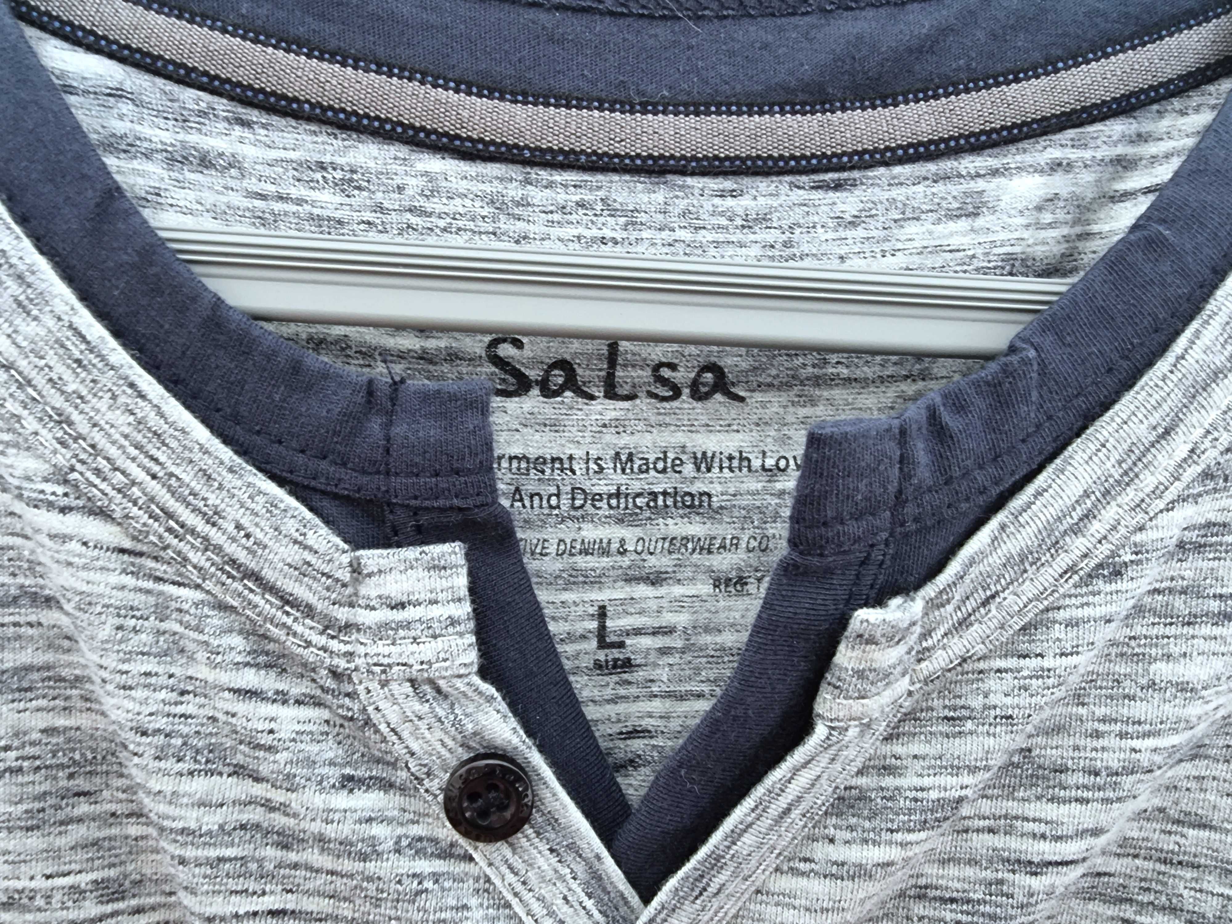 Camisola cinzenta e azul escura de manga comprida Salsa, tamanho L