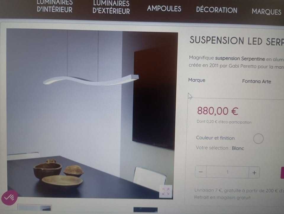 à venda:
magnífico candeeiro pendente Serpente