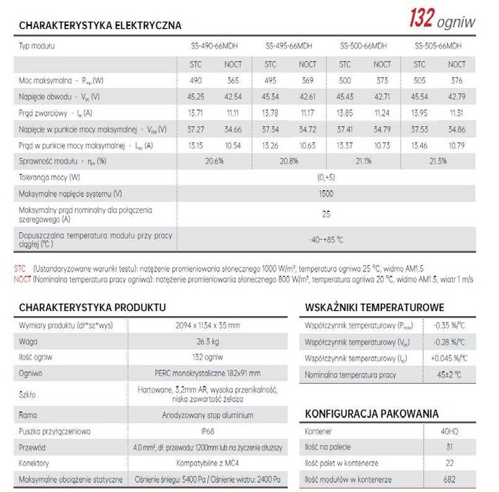 Moduł fotowoltaiczny Sunova 550Wp BiFacial