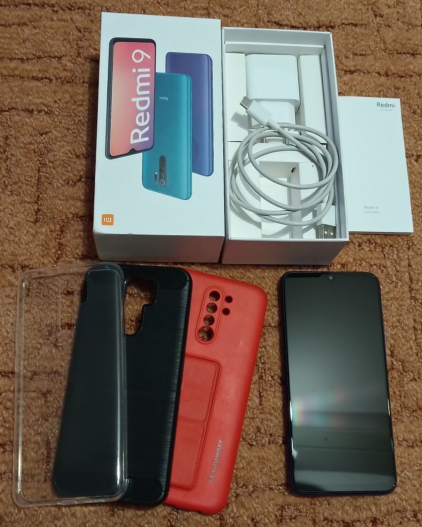 Xiaomi Redmi 9 3/32 stan idealny, komplet + gratisy, W-wa