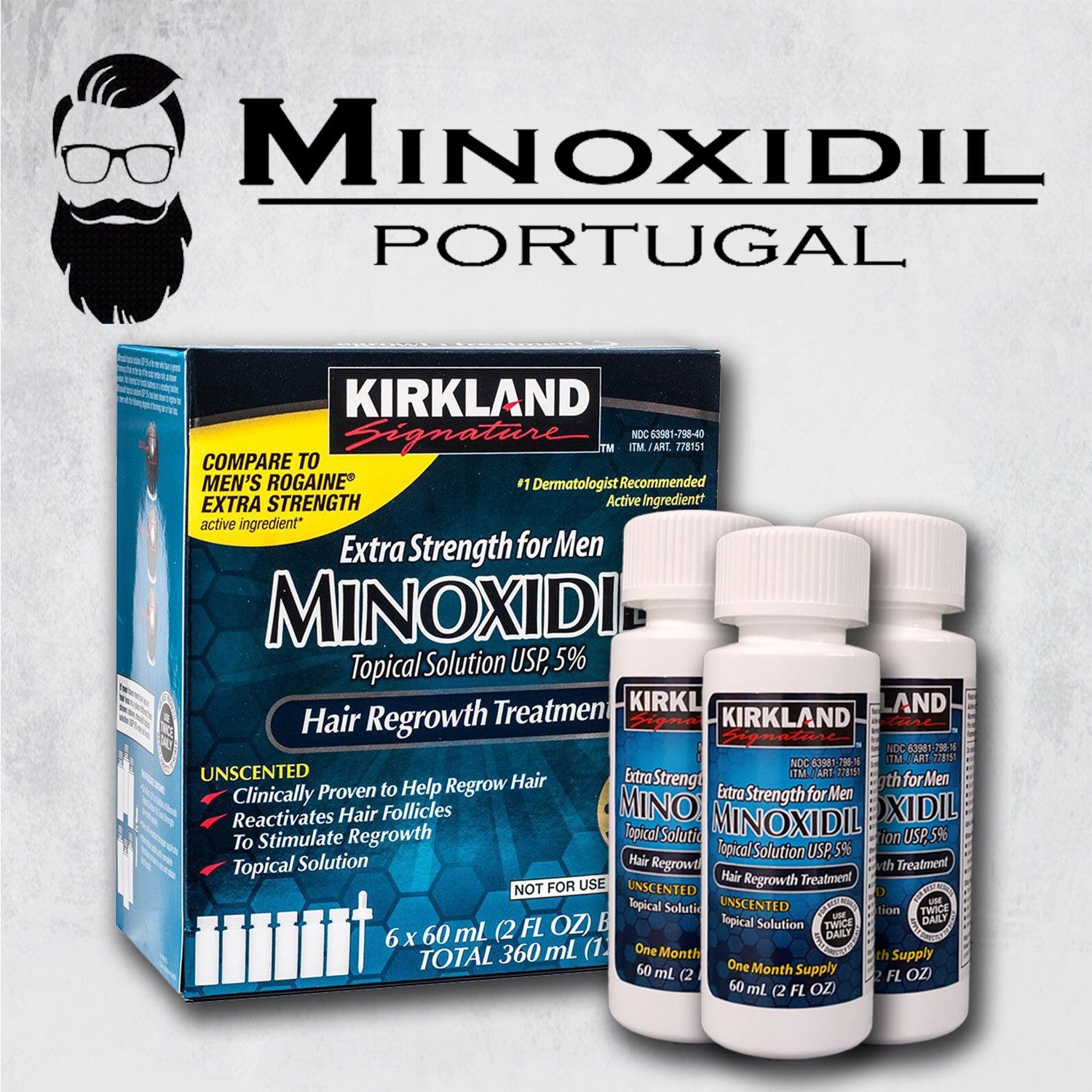 Minoxidil 5% Kirkland | O ORIGINAL | Cabelo & Barba