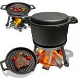 żeliwny kociołek myśliwski garnek patelnia 4l 3w1 ognisko grill