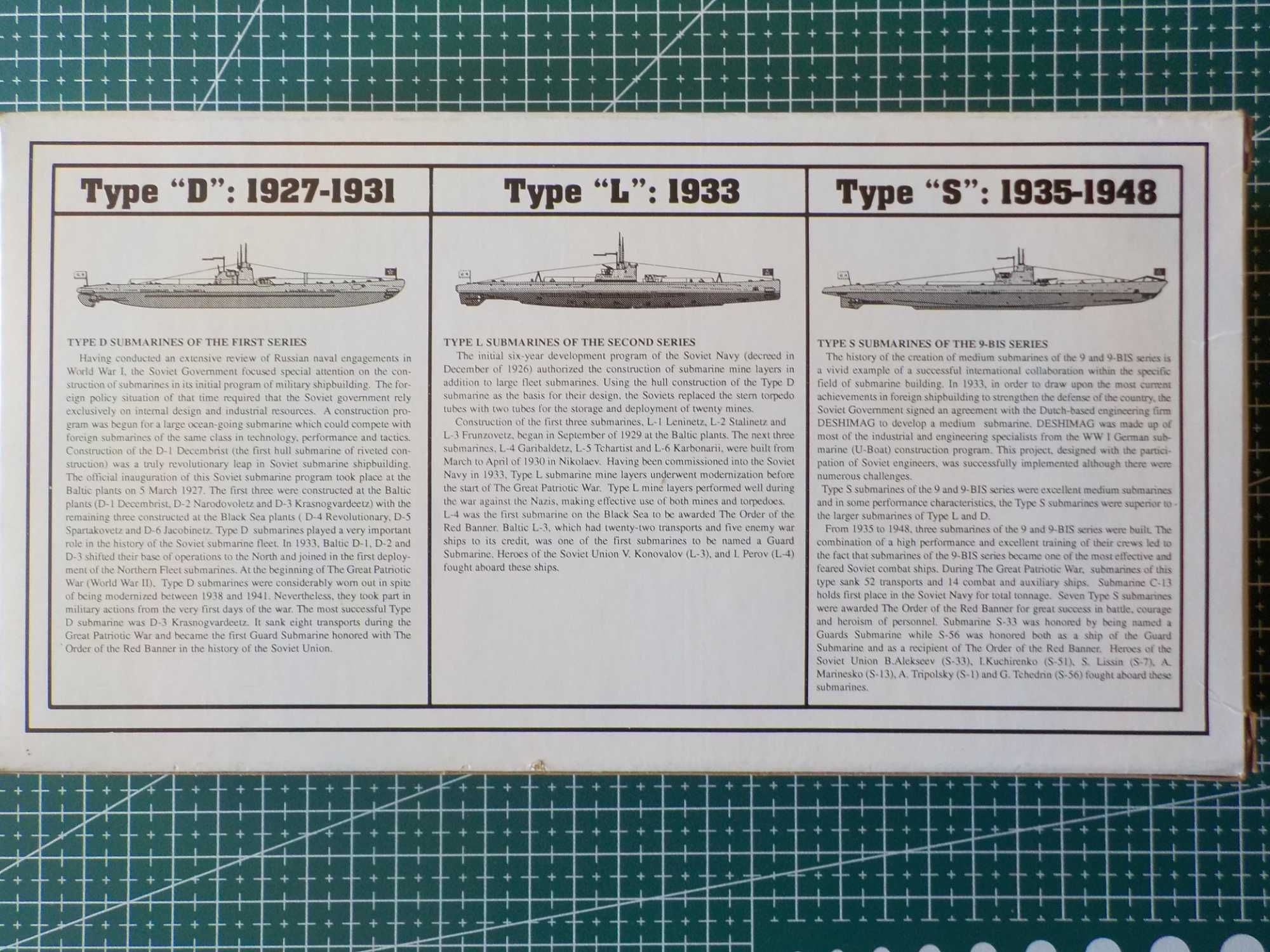 zestaw trzech modeli radzieckich okrętów podwodnych 1/400