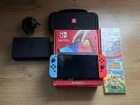 Nintendo Switch OLED + Gry + Etui (Mario Odyssey, Animal Crossing)