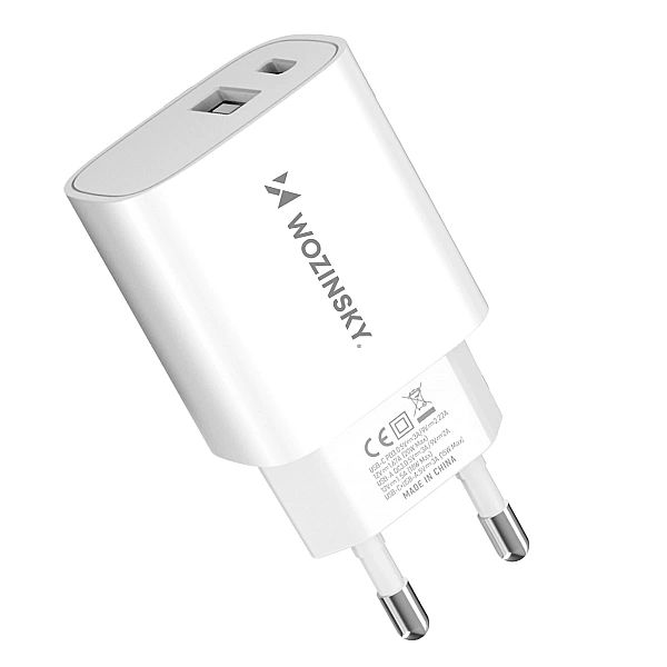 Ładowarka sieciowa Wozinsky WGWCW USB-A USB-C 20W - biała