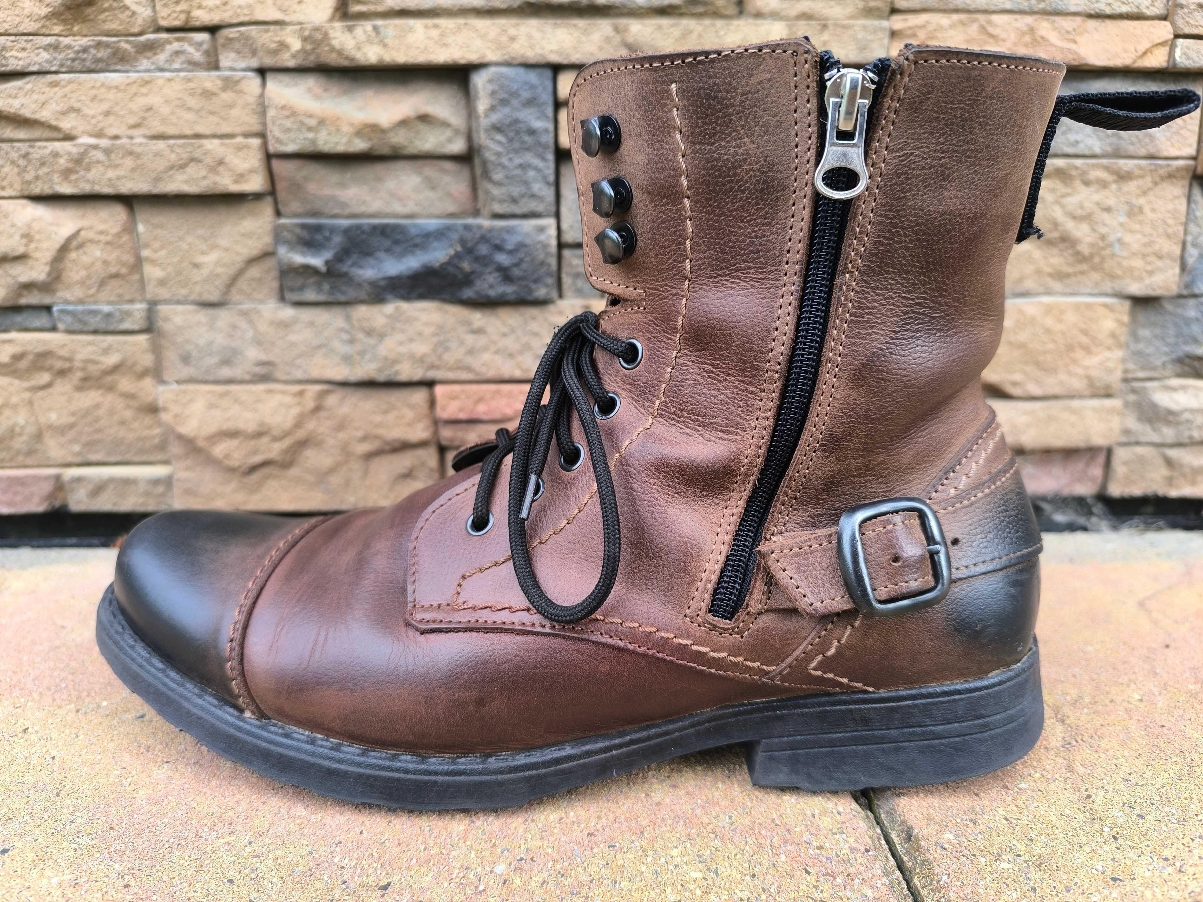 Skórzane sztyblety męskie brązowe Jordan Handmade Shoes rozm. 43