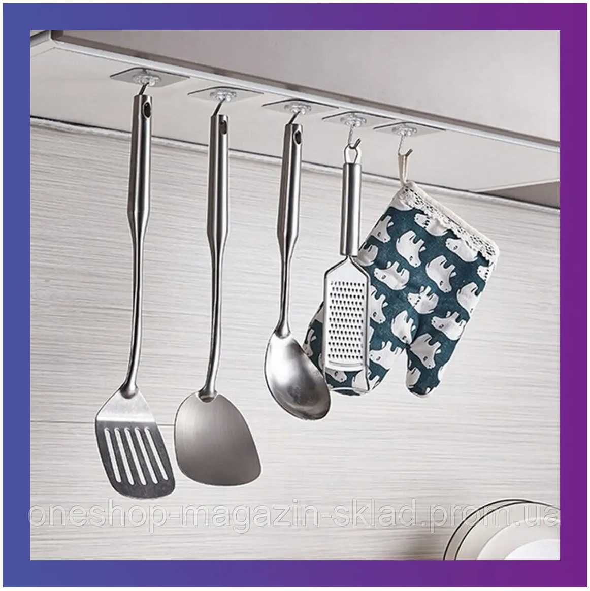 Надежные (до 10 кг!) прозрачные самоклеящиеся крючки для кухни, ванны