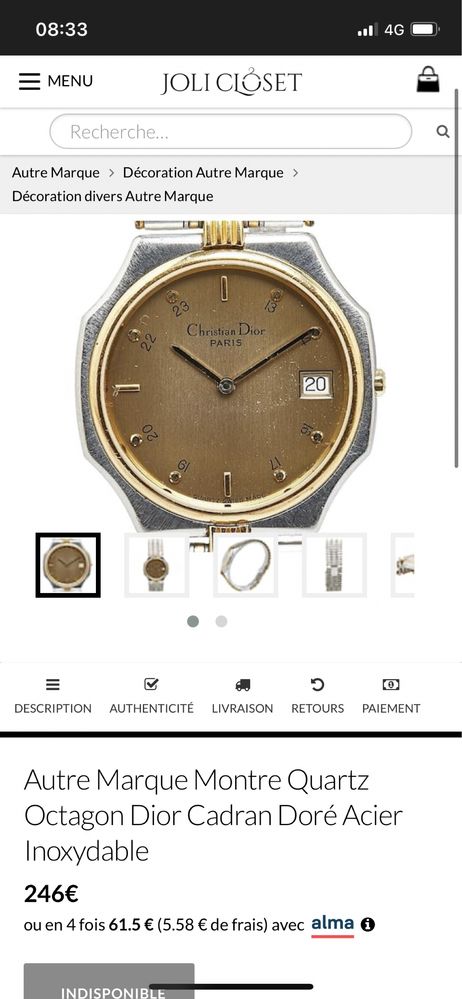 Relogio pulso Christian Dior Paris antigo