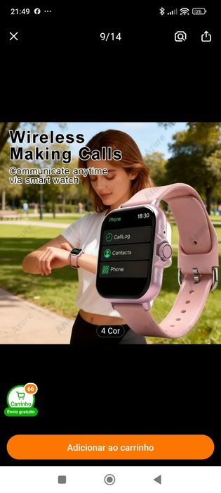 Smart watch cor de rosa