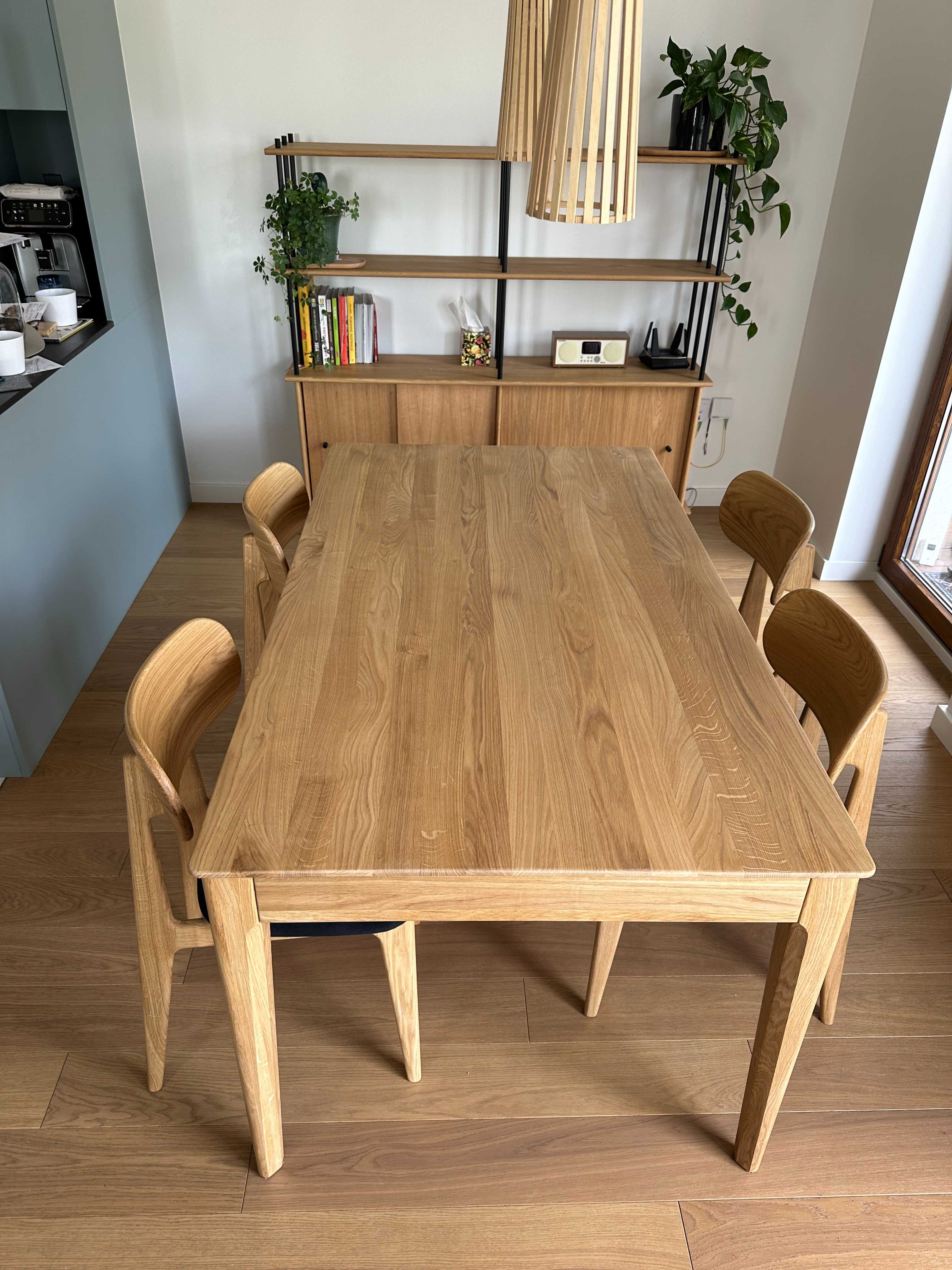 Drewniany stół- dębowy stół rozkładany- chowana dostawka- od ręki