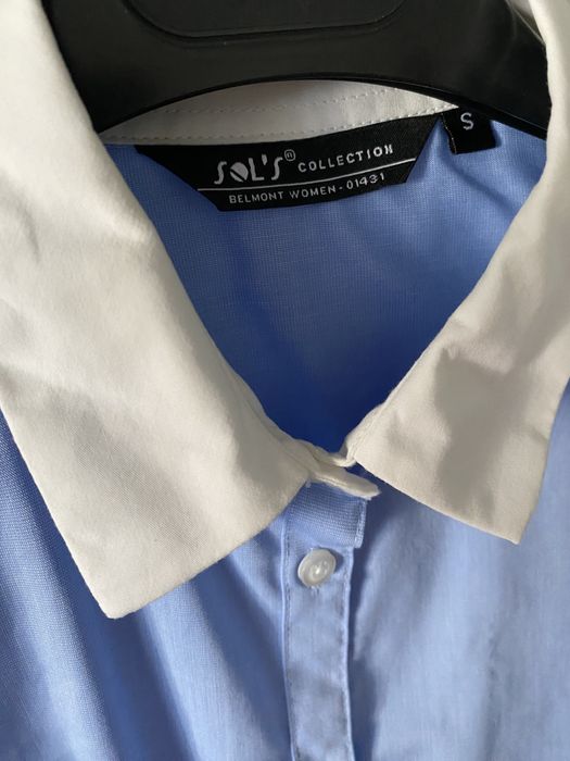 Сорочка жіноча голуба з білим коміром