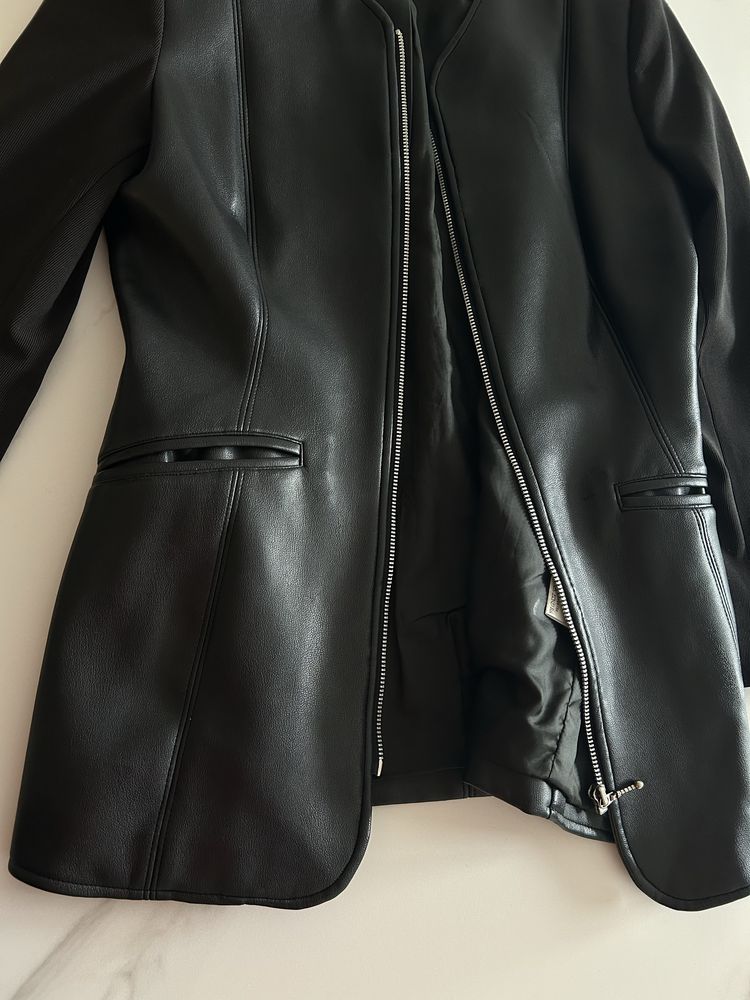 Płaszczyk żakiet kurtka h&m skórzana marynarka