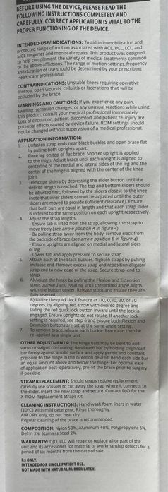 Djo Global X-rom Post Op Knee Brace orteza stawu