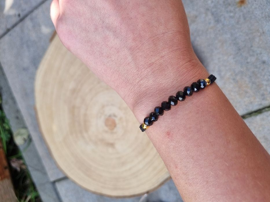 Czarna bransoletka makrama handmade rękodzieło
