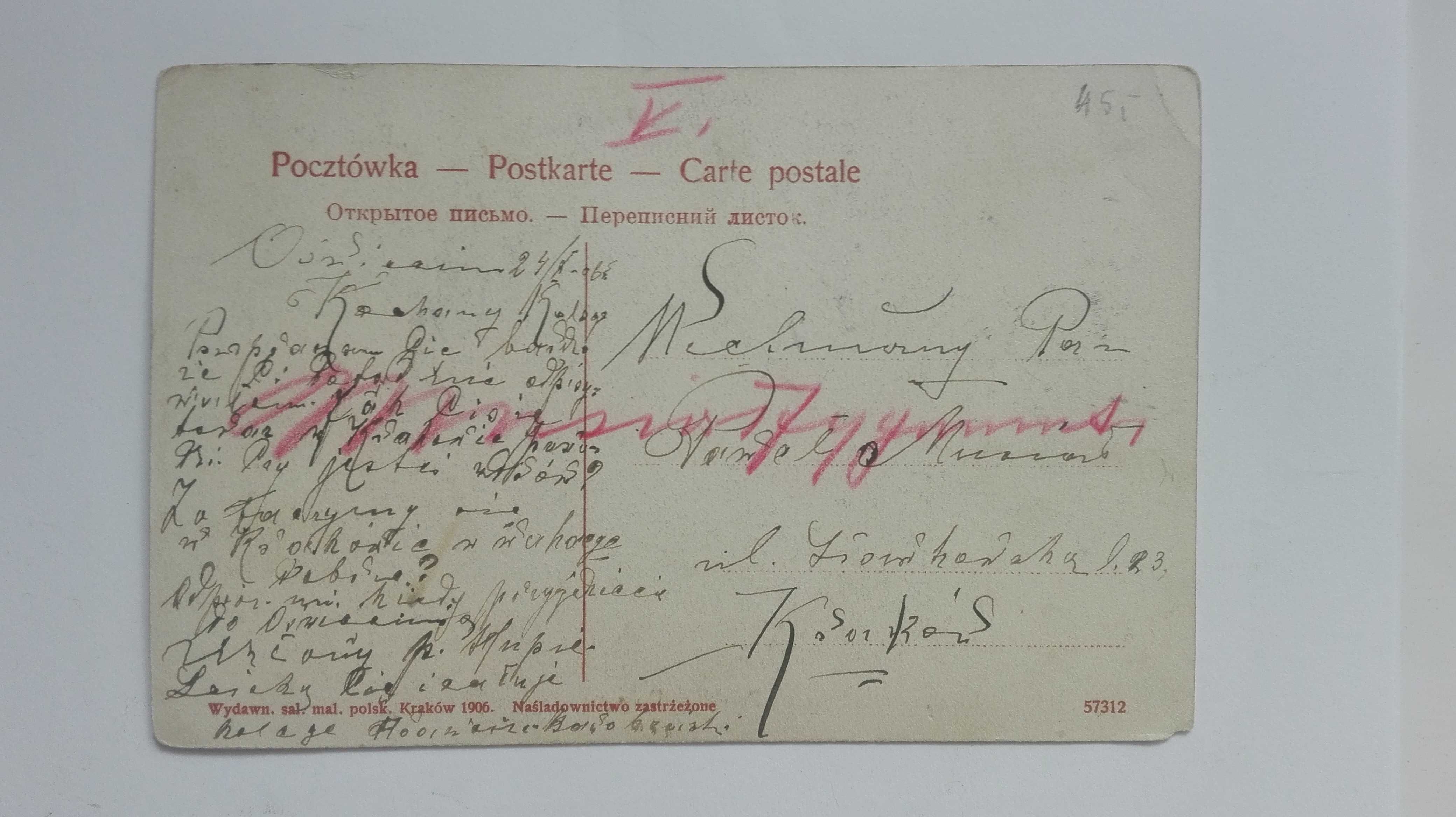 Pocztówka   Polonia  - I. Obraz symboliczny Polski - Pologne / 1906/