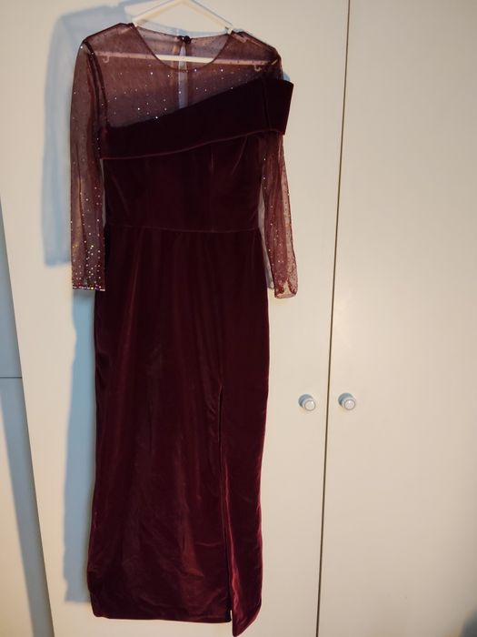 Fabuloso Vestido Comprido Grená de Cerimónia