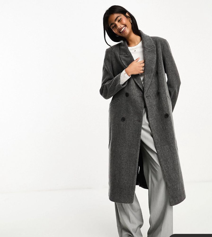 Szary płaszcz dad fit ASOS 34/XS