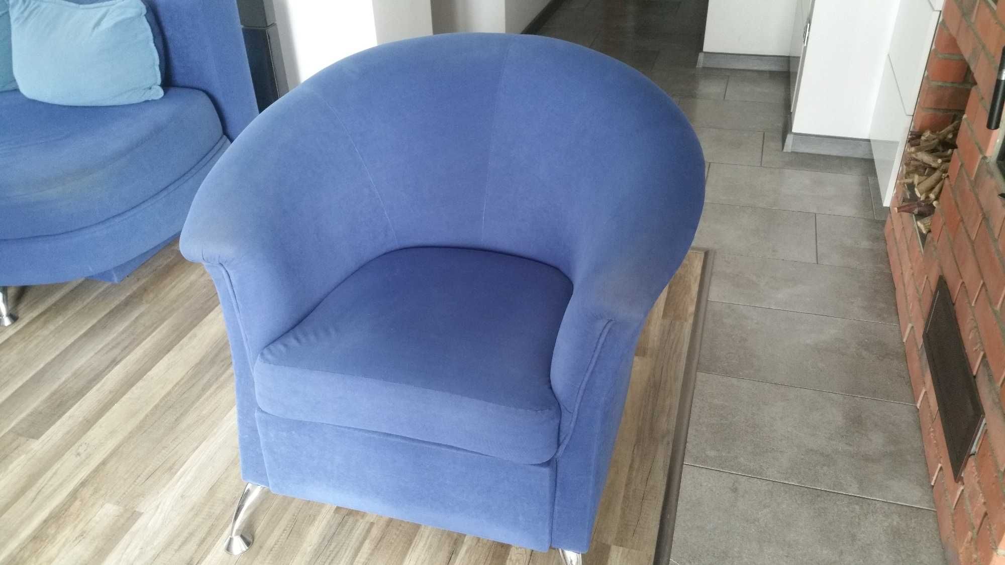 Sofa plus dwa fotele niebieskie
