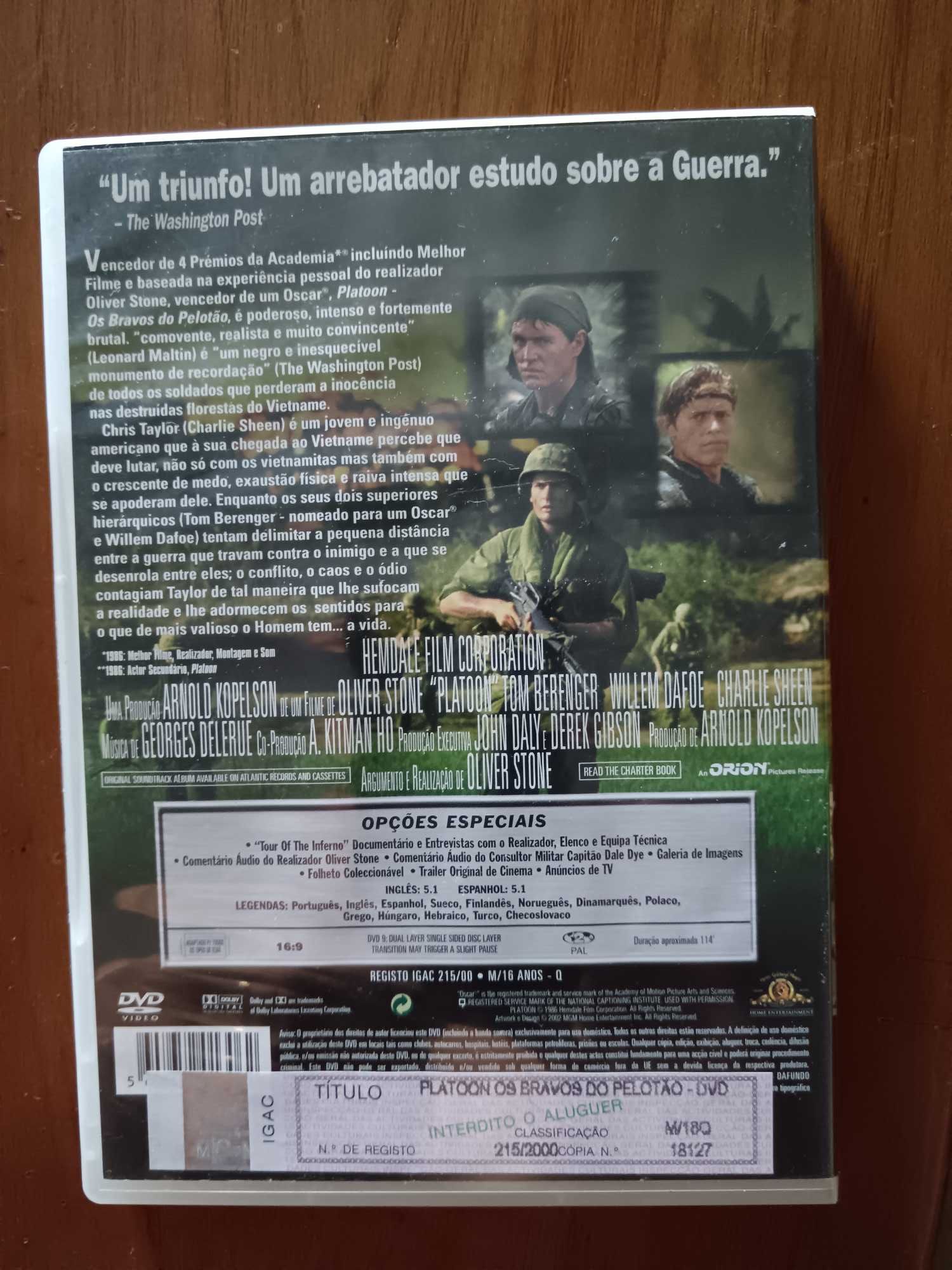 filme dvd original - platoon os bravos do pelotão