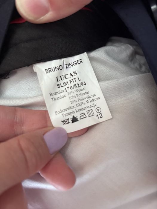 Garnitur męski 170/52/94 Slimfit L BRUNO ZINGER