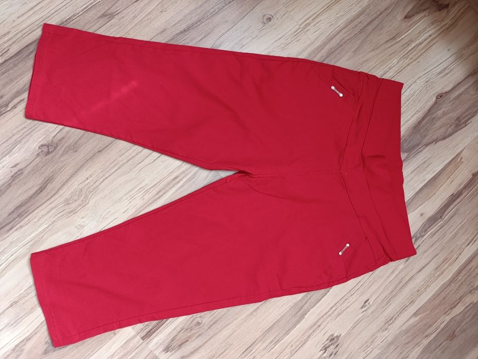 Czerwone rybaczki damskie 5XL 6XL bawełniane ze złotymi zameczkami