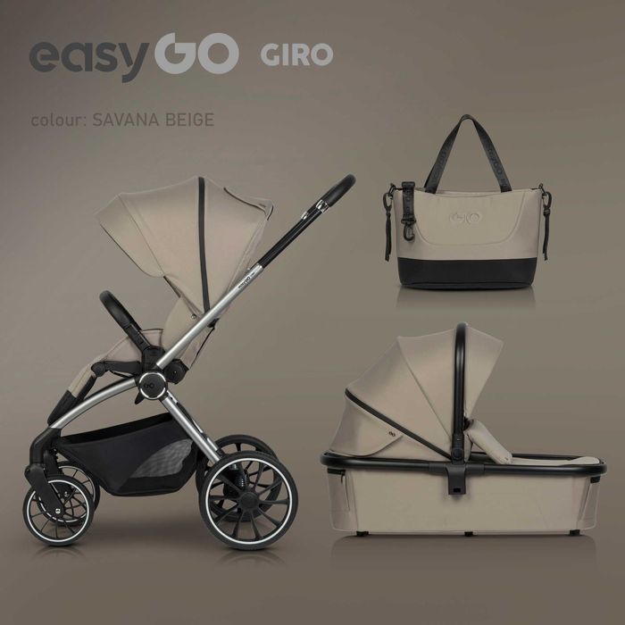 Wózek Easygo GIRO Nowość 2025 Savana Beige +Fotelik AVIONAUT Zestaw3w1