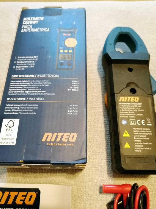 Multimetr cęgowy Niteo -Cyfrowy miernik prądu i napięcia LCD 0-600 V