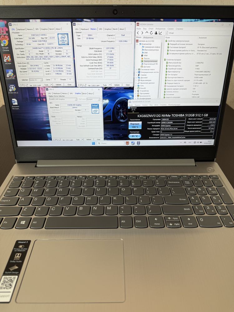 Lenovo IdeaPad 3 15IIL05 15.6“/ i3-1005G1/ 20GB/ 512GB SSD / Як новий
