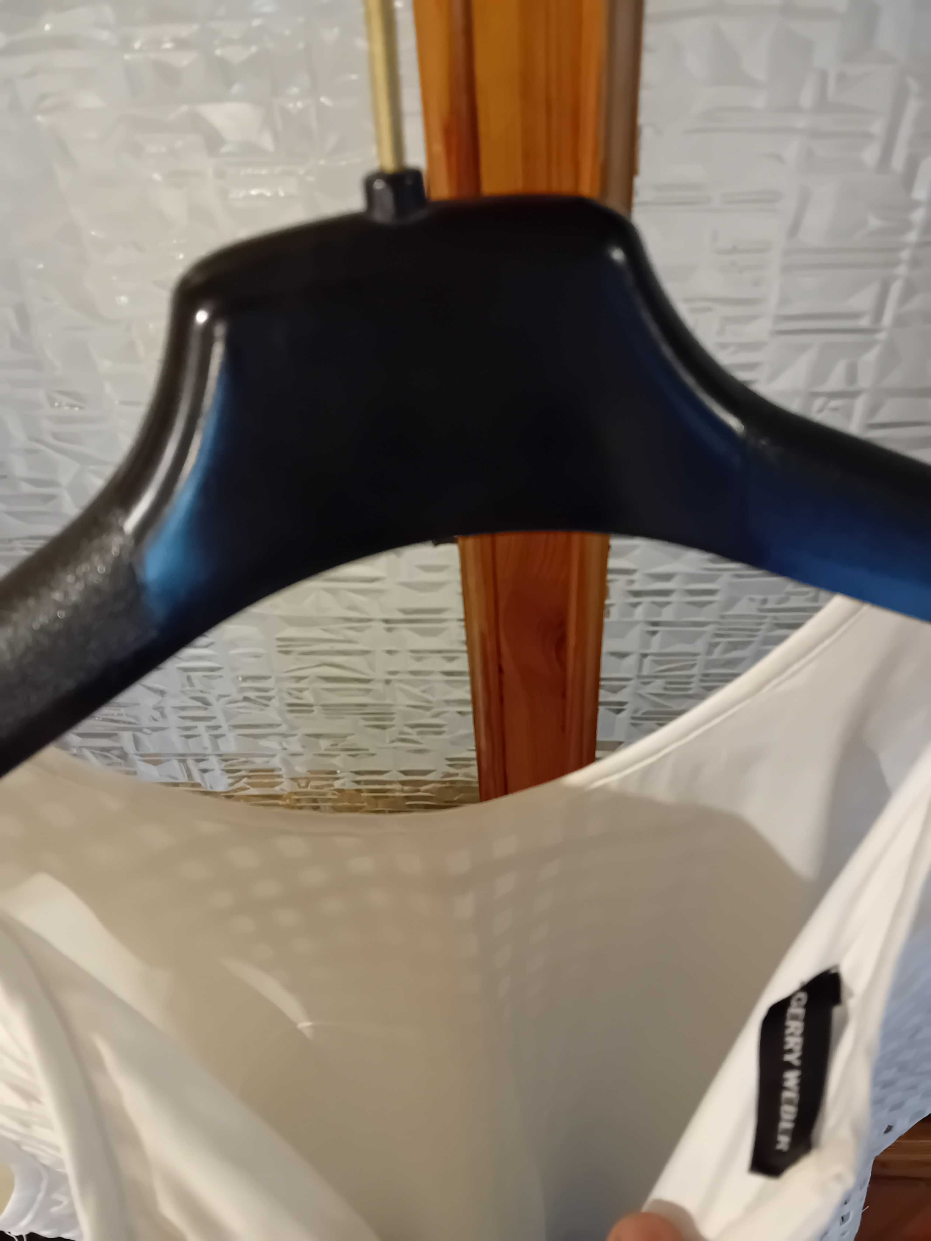 piękna sukienka wizytowa kremowa 36 z koronki gerry weber prosty krój