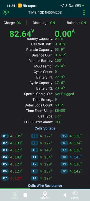 Електро батарея літій 72в 64а