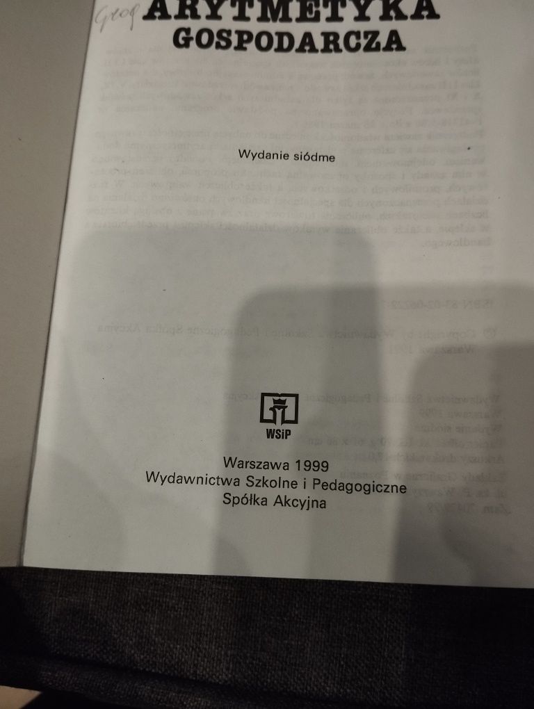 Książka do Arytmetyki gospodarczej