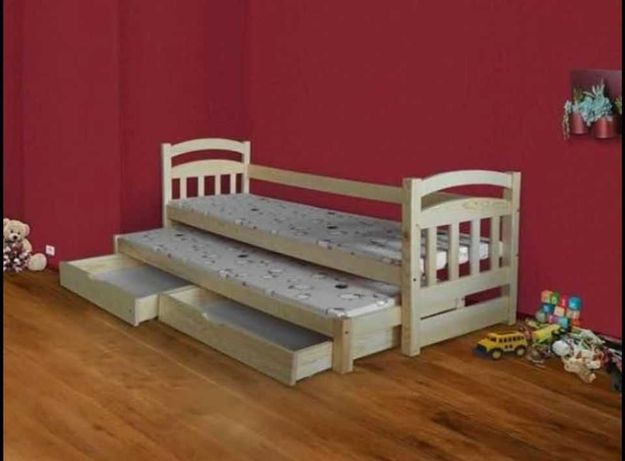 Dwuosobowe łóżko wysuwane dla dzieci ANTEK, materace gratis