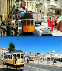 Fotografia postal Lisboa trem eléctrico