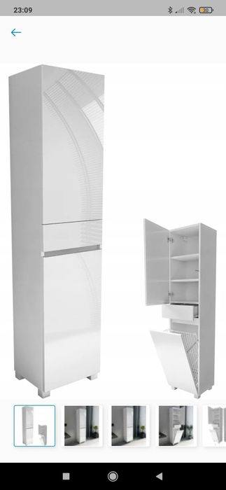 słupek do łazienki z koszem na pranie brudną bielizne 50cm biały