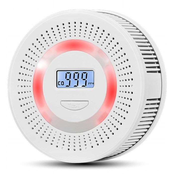 CZUJNIK GAZU Detektor Alarm Tlenku Węgla i Dymu CO Wyświetlacz LCD 2w1