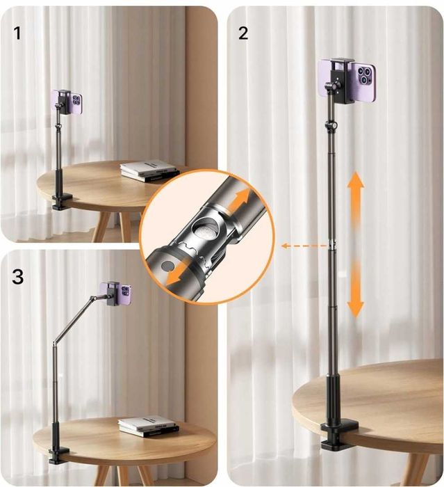 Uchwytna telefon na blatowy elastyczny Jsaux srebrny