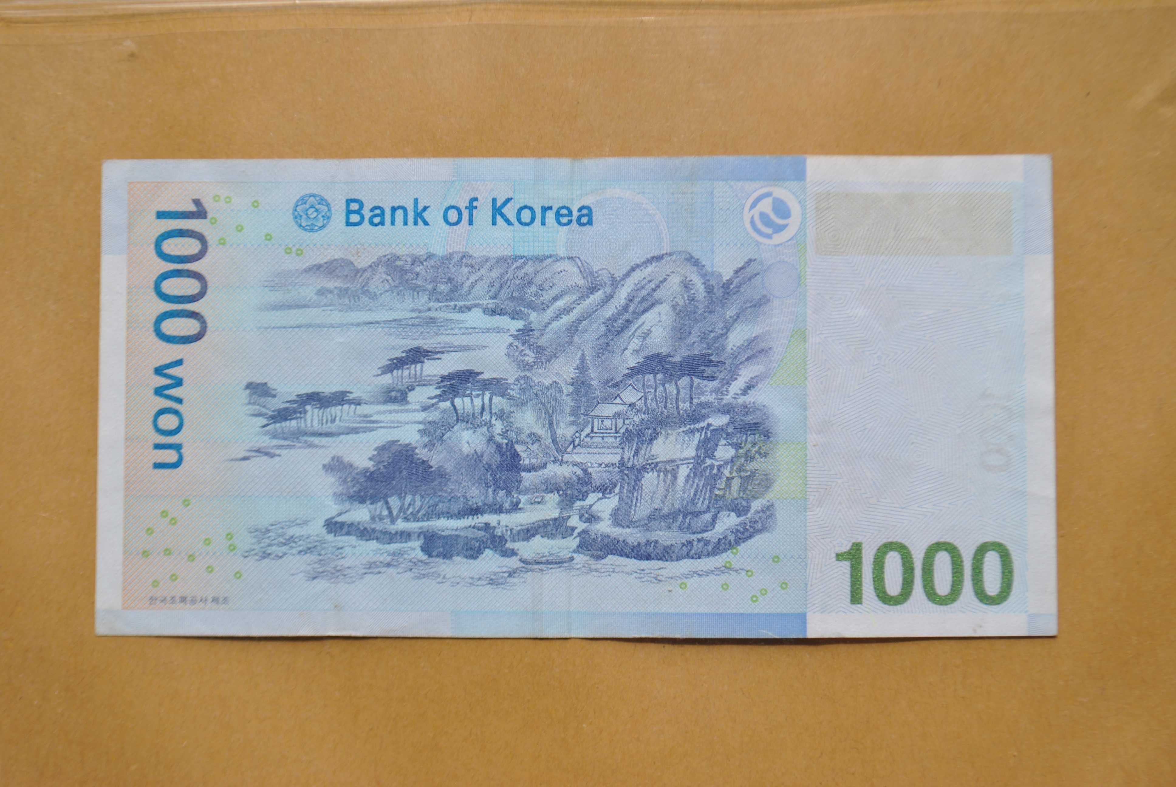 Piękny egzotyczny banknot 1000 won - Korea - AZJA
