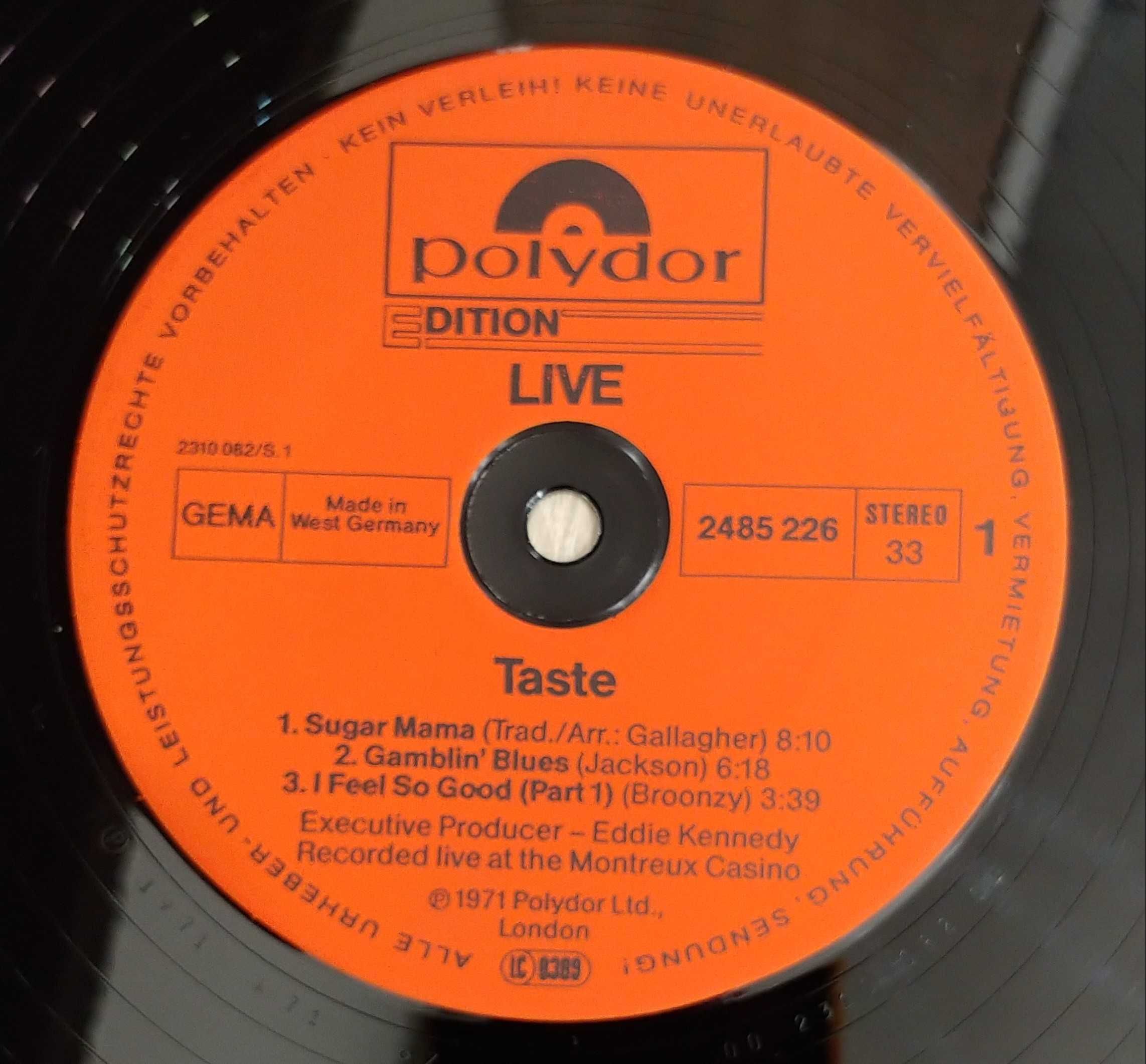 Taste - Live . 1982 r .  EX+. Płyta winylowa. Germany.