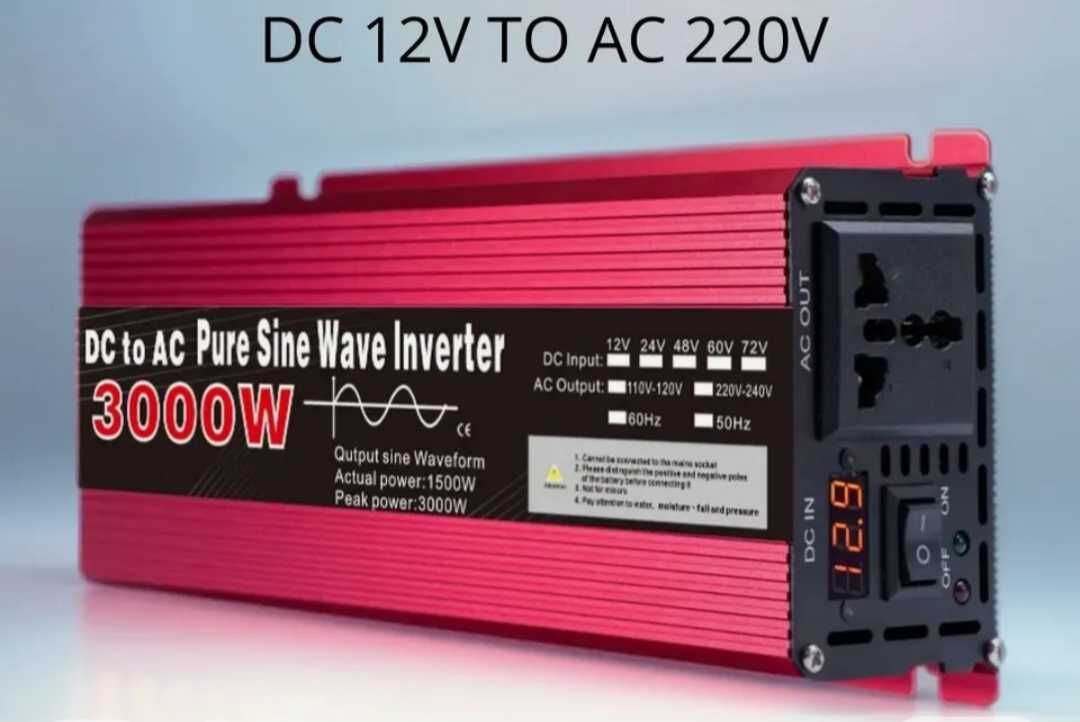 Przetwornica 12,24v na 230v 3000w czysty Sinus