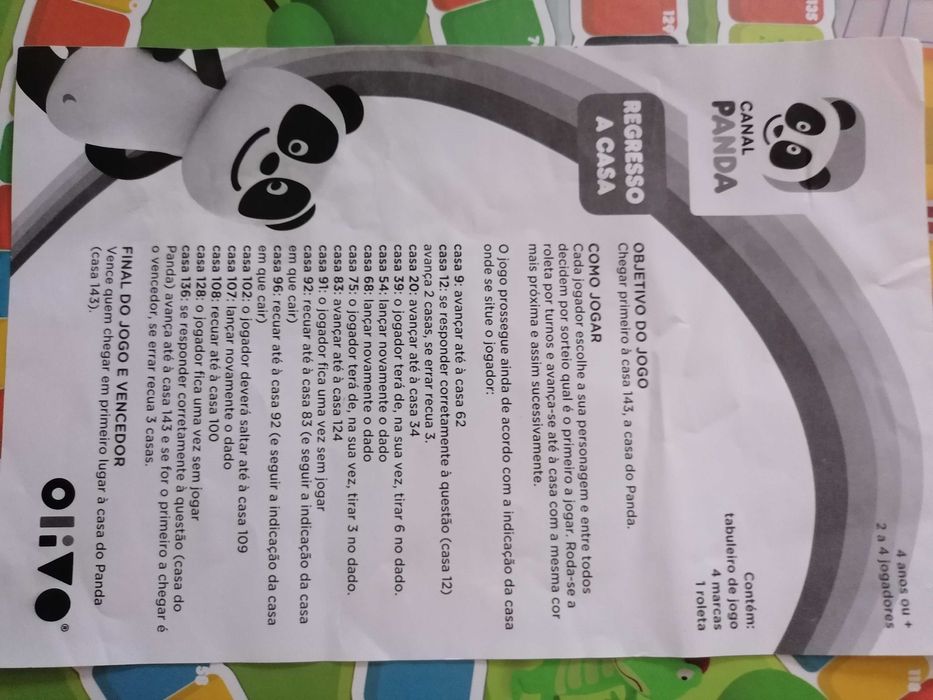 Jogo de tabuleiro do Panda, novo
