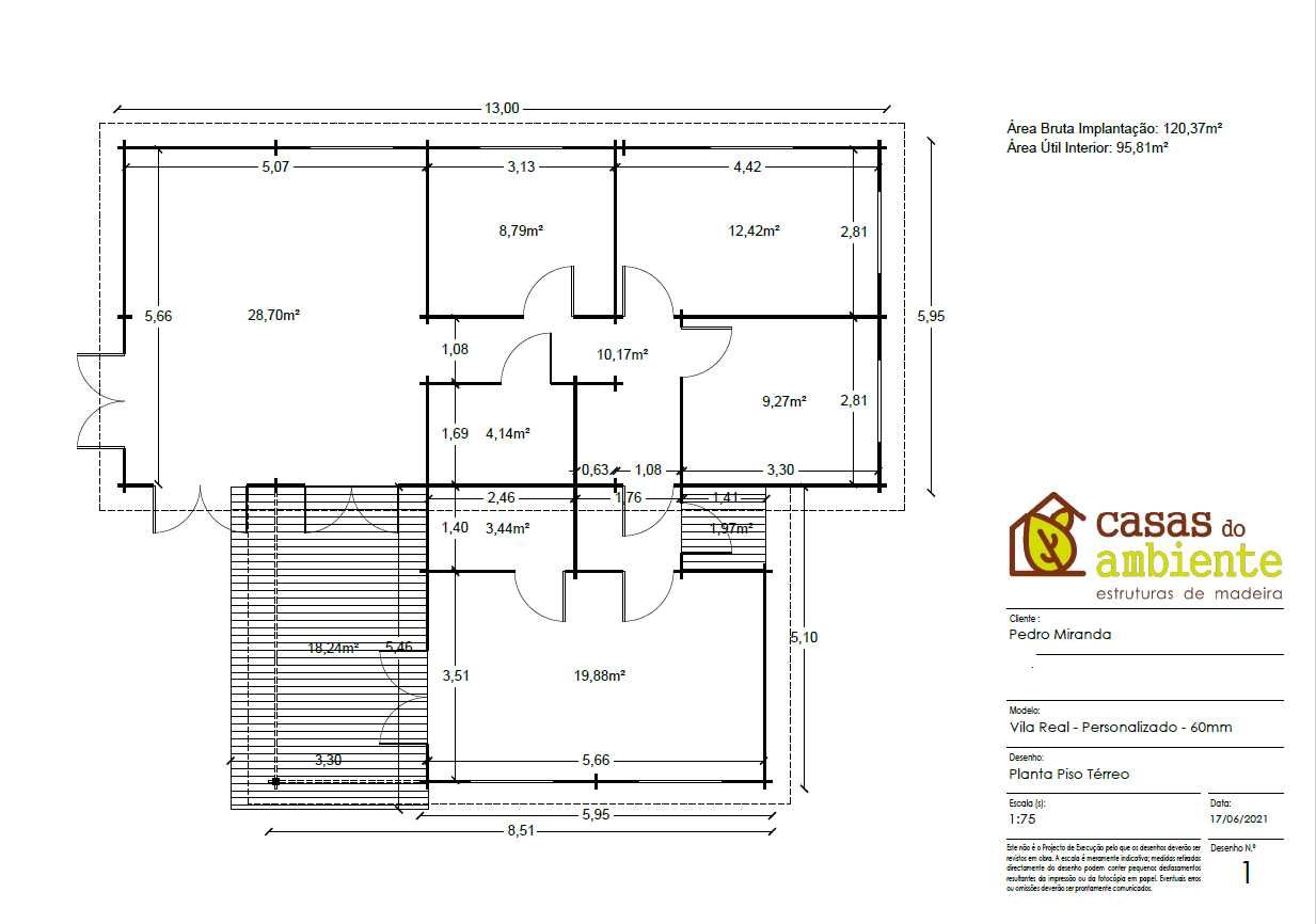 Casa de Madeira Vila Real 120m2 Instalação incluída