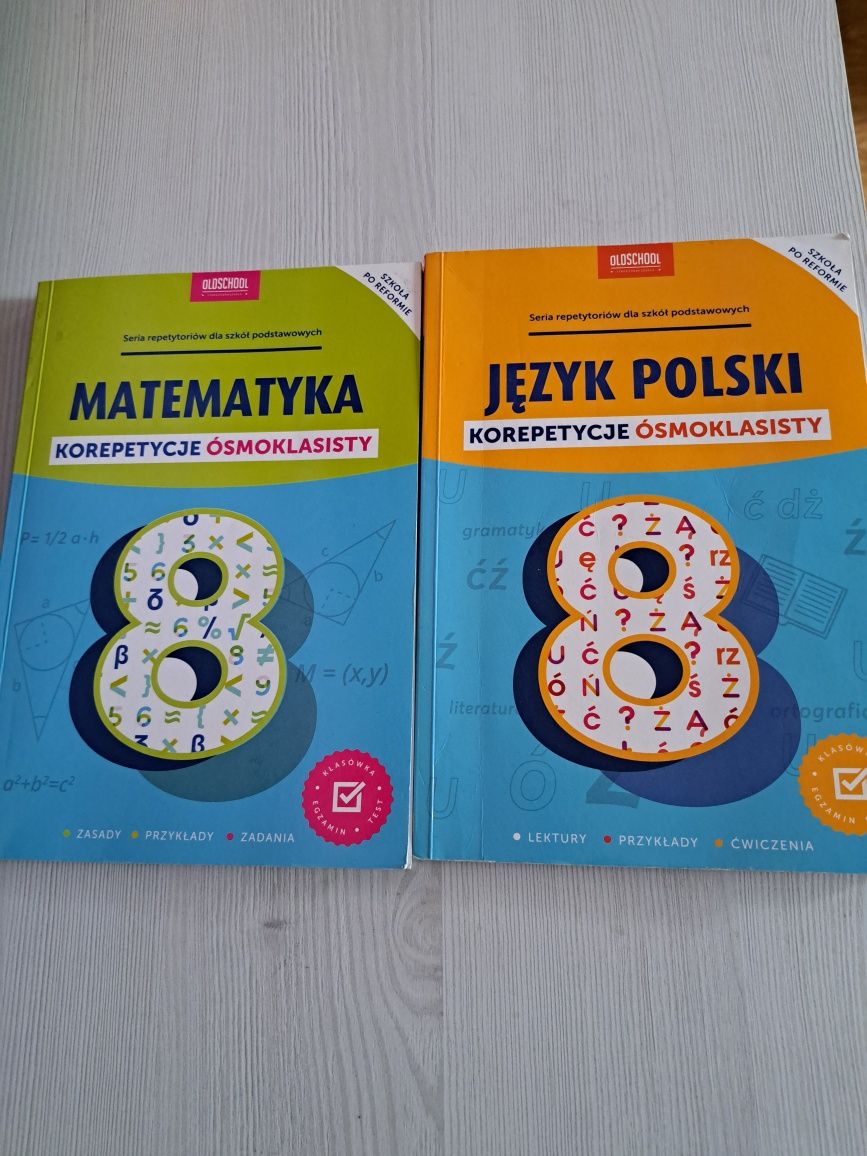 Sprzedam książki korepetycje ósmoklasisty język polski  i matematyka