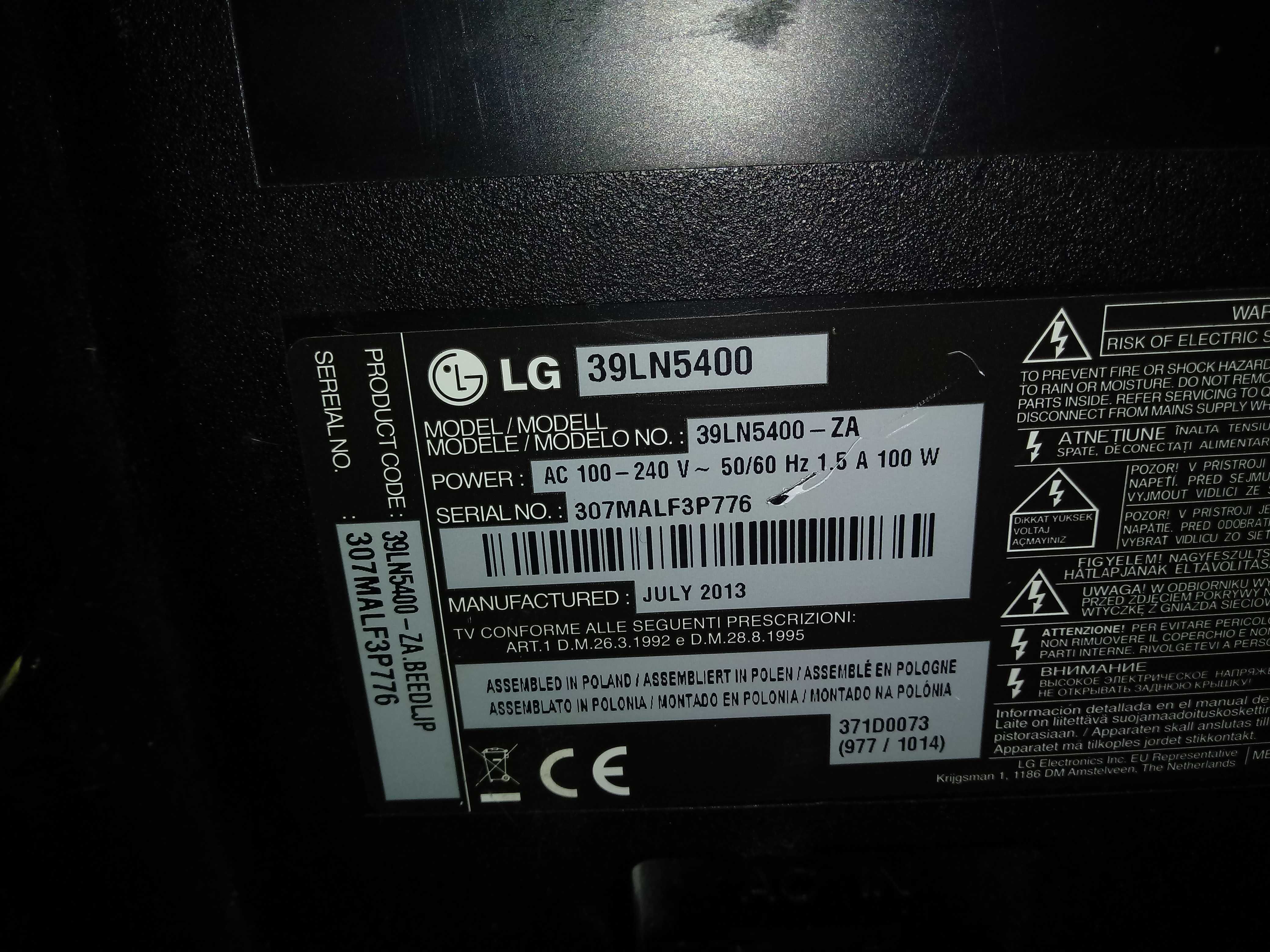 TV LG 39 cali model 39LN5400 na czesci