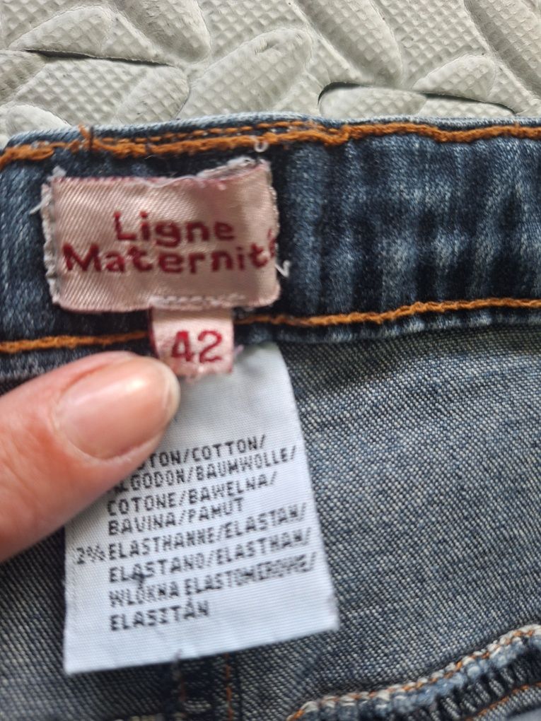Jeansy ciążowe, roz 42, Linge Maternite