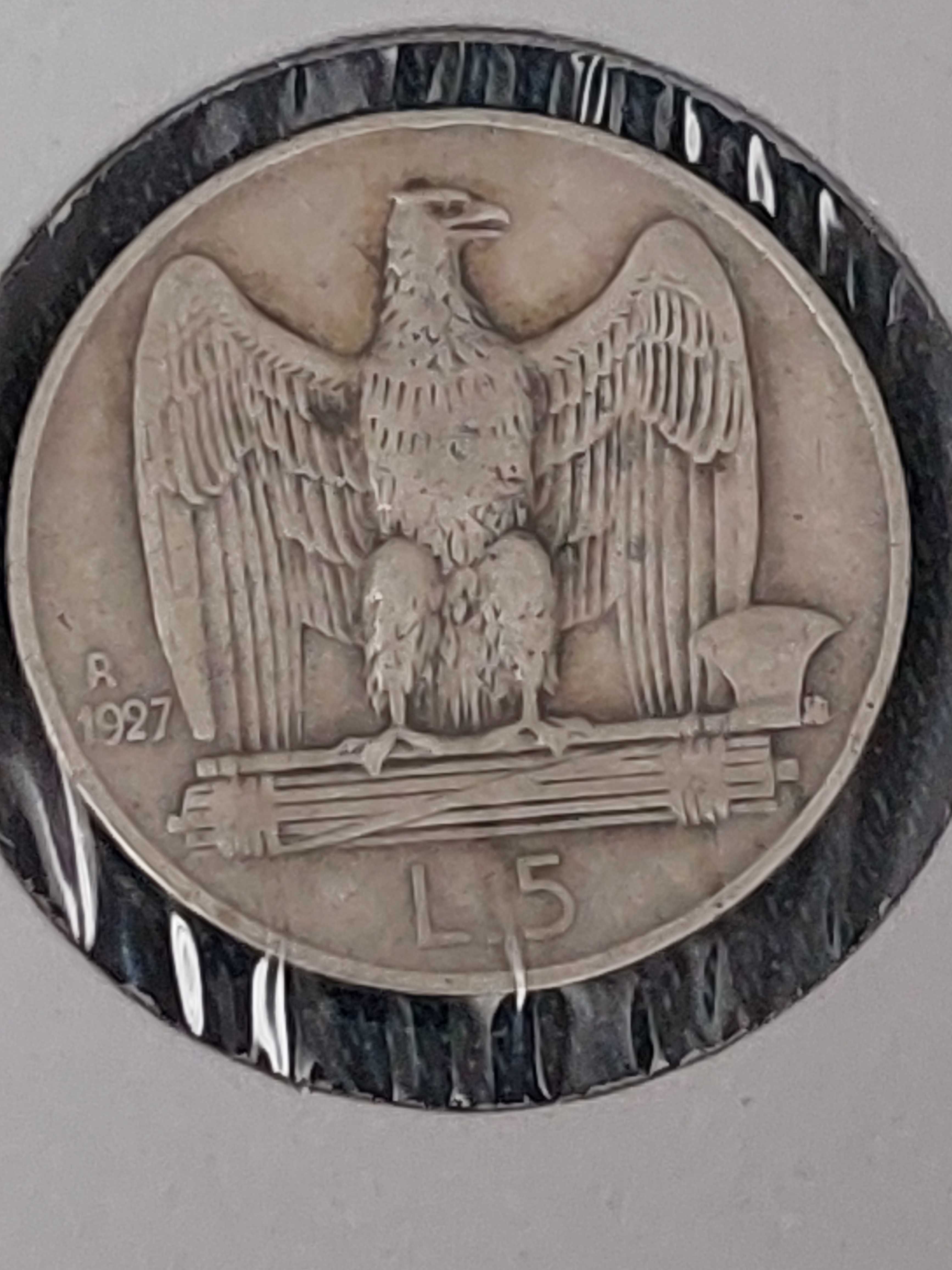 Moneta 5 litrów Włochy 1927